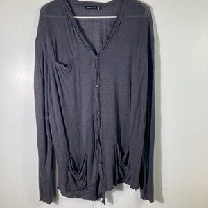 Womens Alternative Linen Lagenlook Button Cardigan Top Gray‎ L
